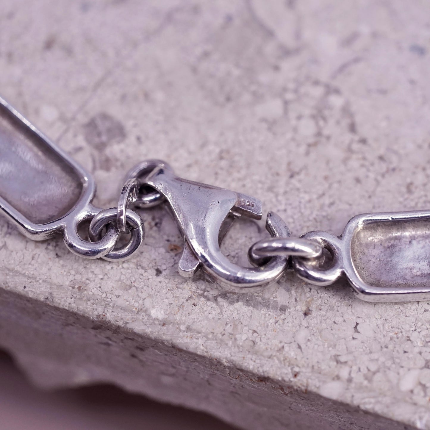 7.5", vintage Sterling silver handmade bracelet, 925 bar with love cutout
