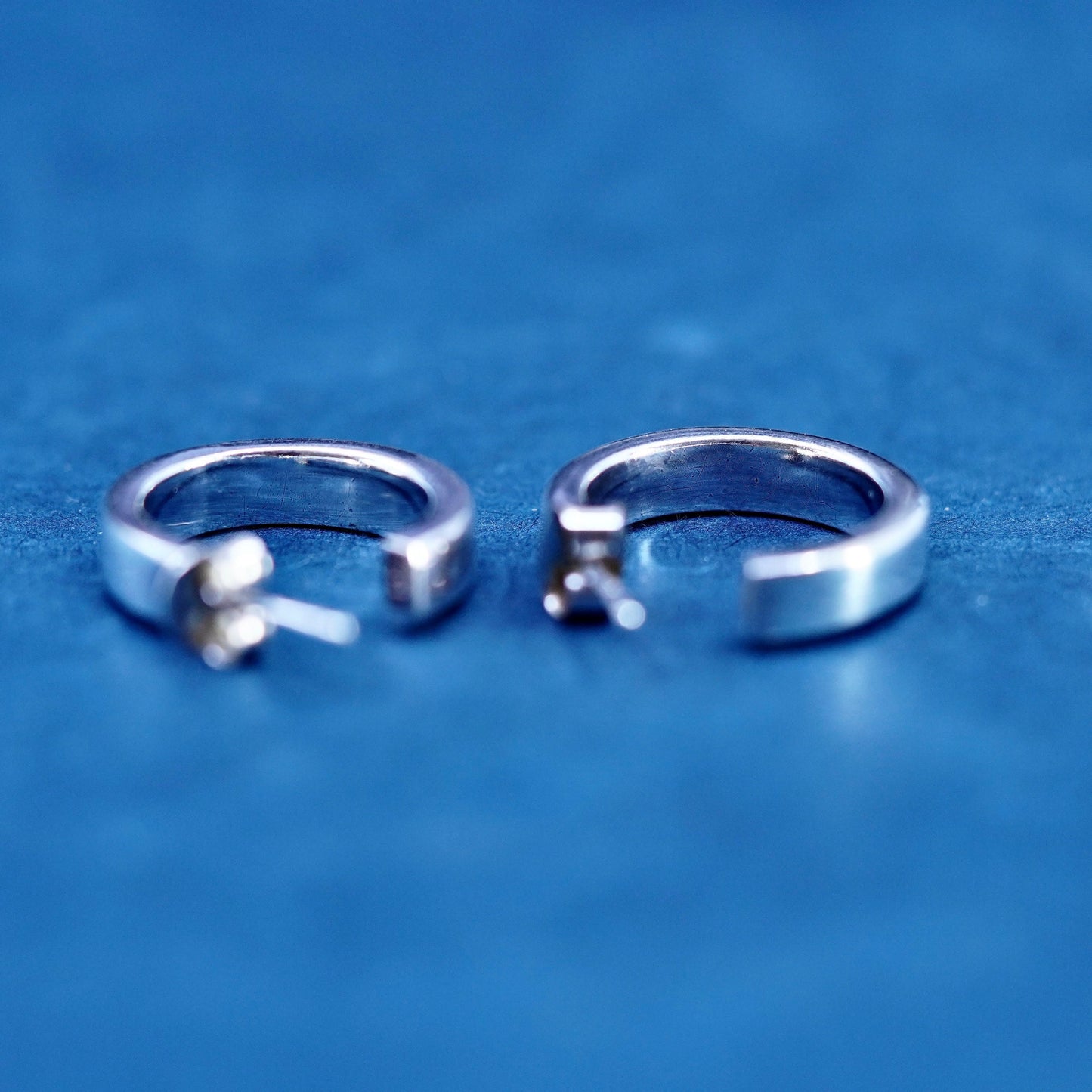 0.75”, vintage Sterling silver handmade earrings, 925 huggie studs