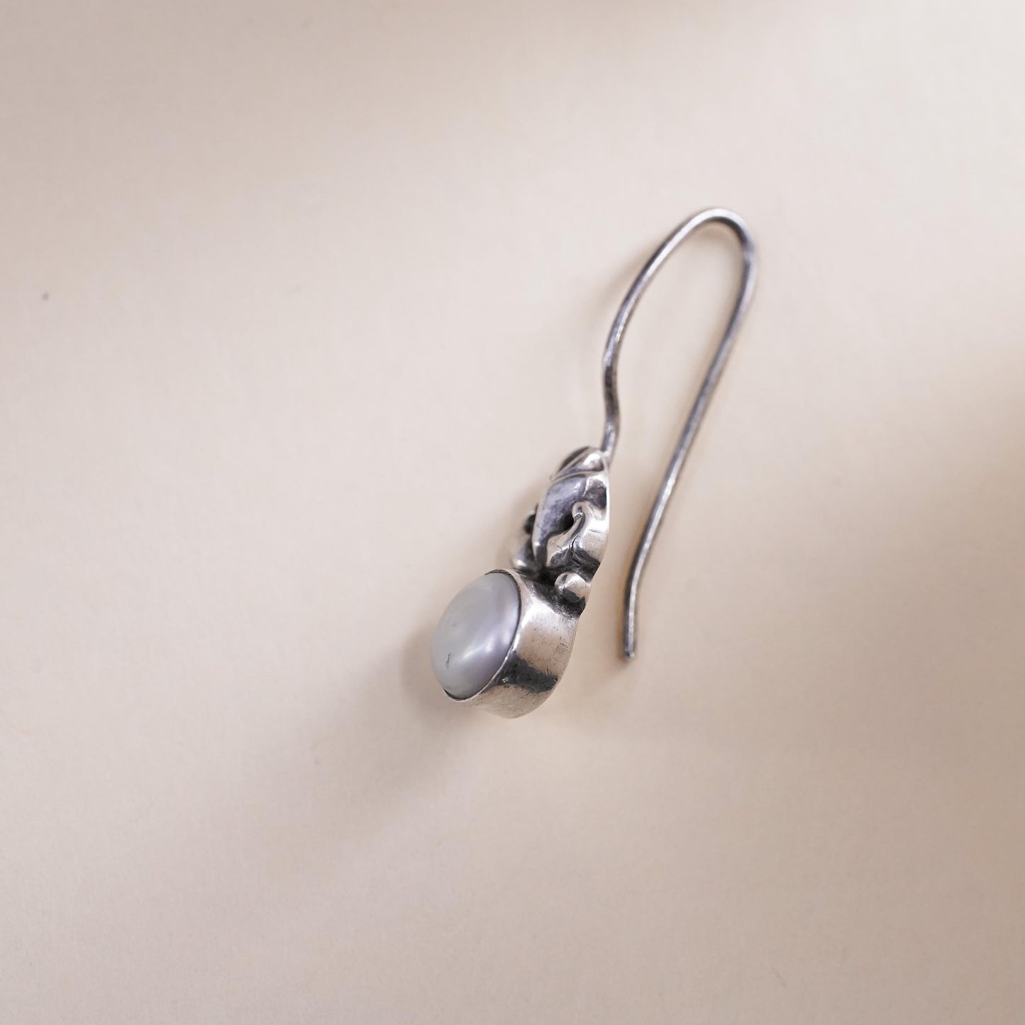 Vintage sterling silver 925 handmade single earring with white pearl
