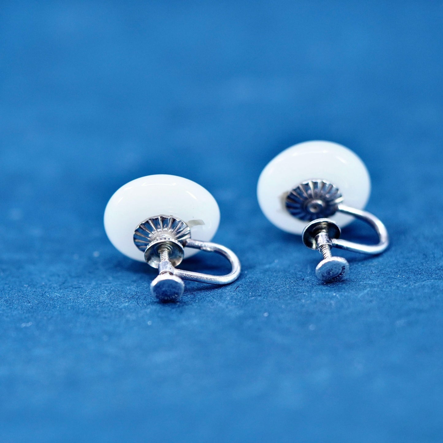 Vintage Sterling silver handmade earrings, 925 Button screw back