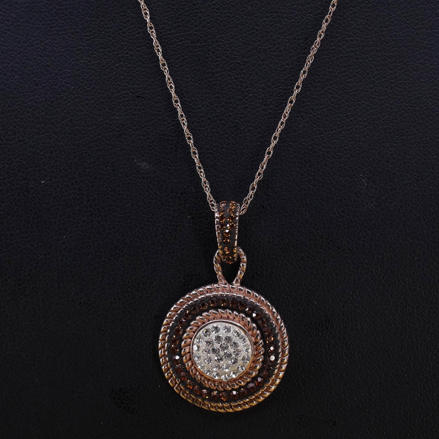 18”, vermeil rose gold Sterling silver necklace, 925 cluster crystal pendant