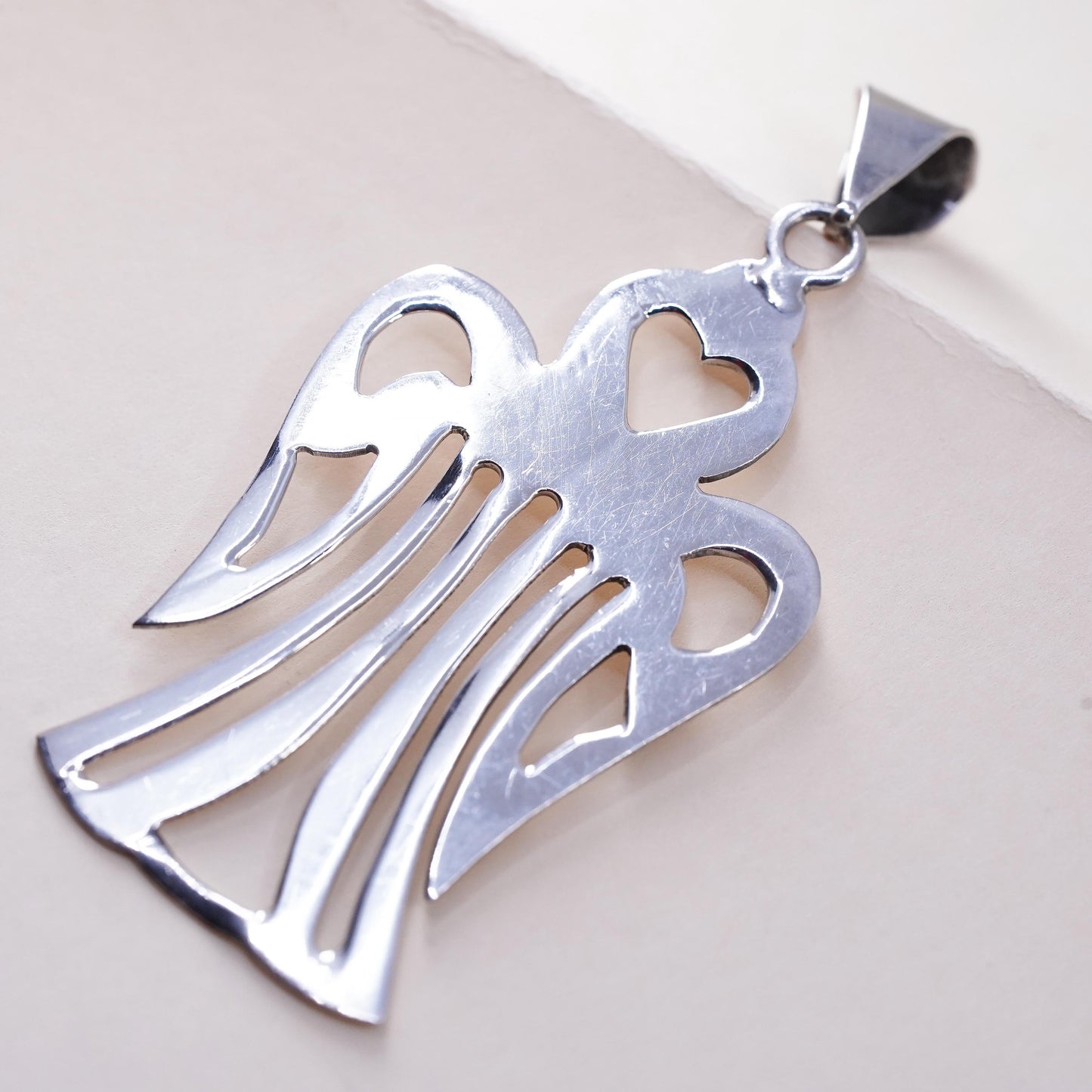 Vintage Mexican Sterling silver handmade angel pendant, 925 charm