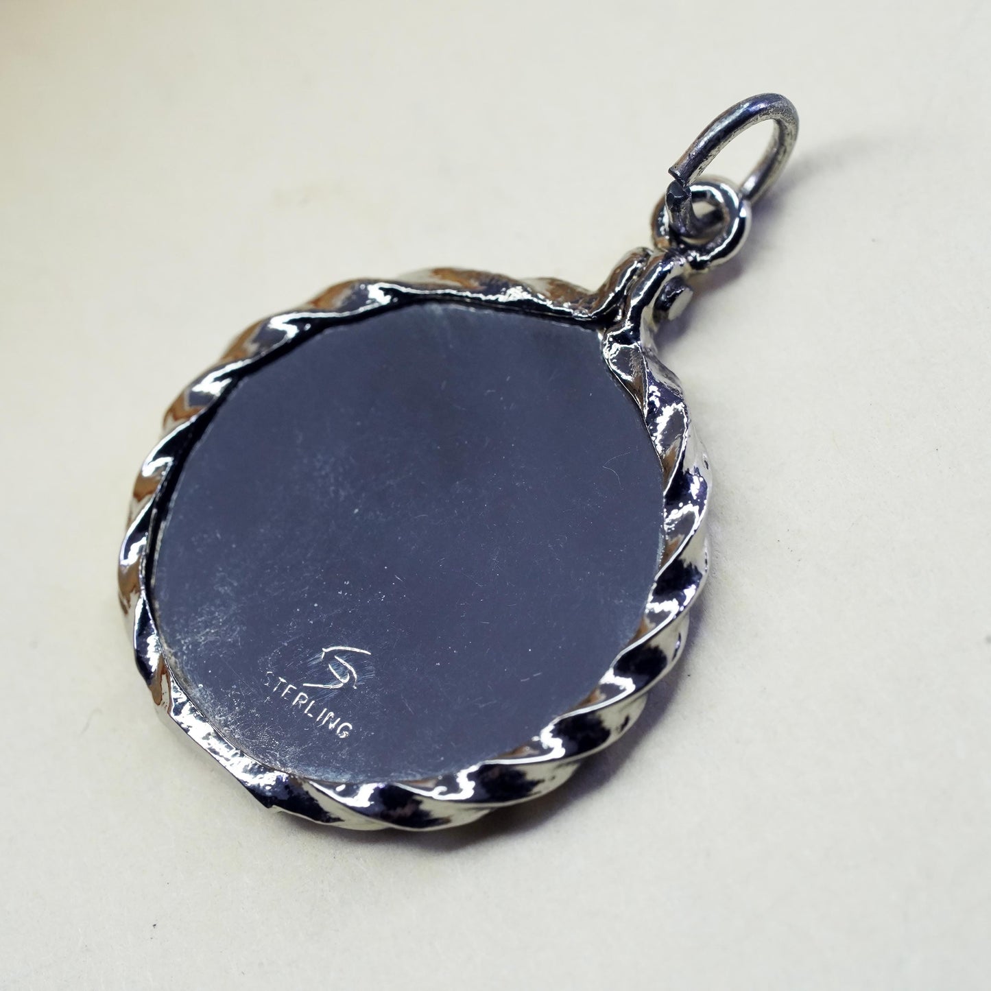 Vintage Sterling silver handmade pendant, 925 tag charm “happy birthday” cable