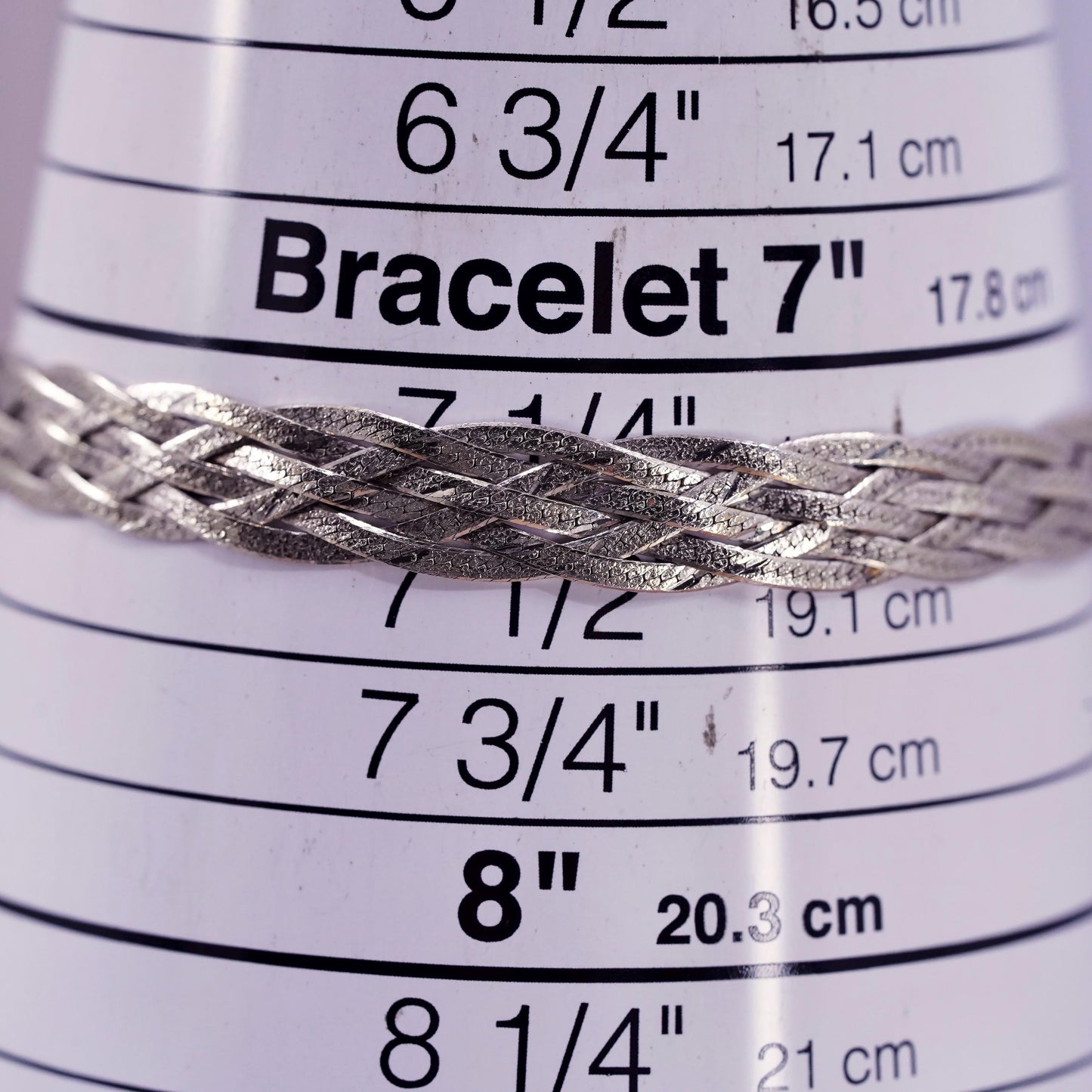 7.5", gold plated Sterling silver bracelet, 925 woven braided herringbone chain