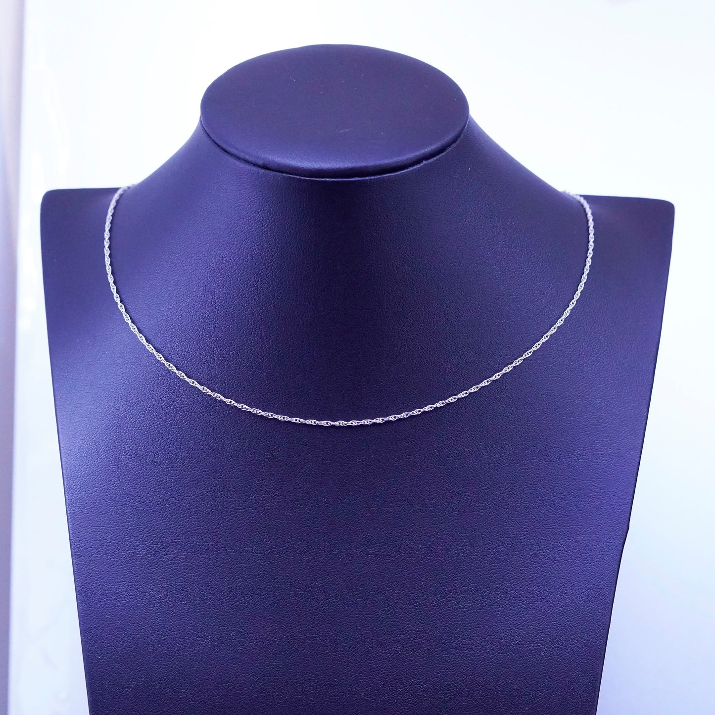 20”, 1.6mm, vintage Sterling silver necklace, 925 Singapore rope chain