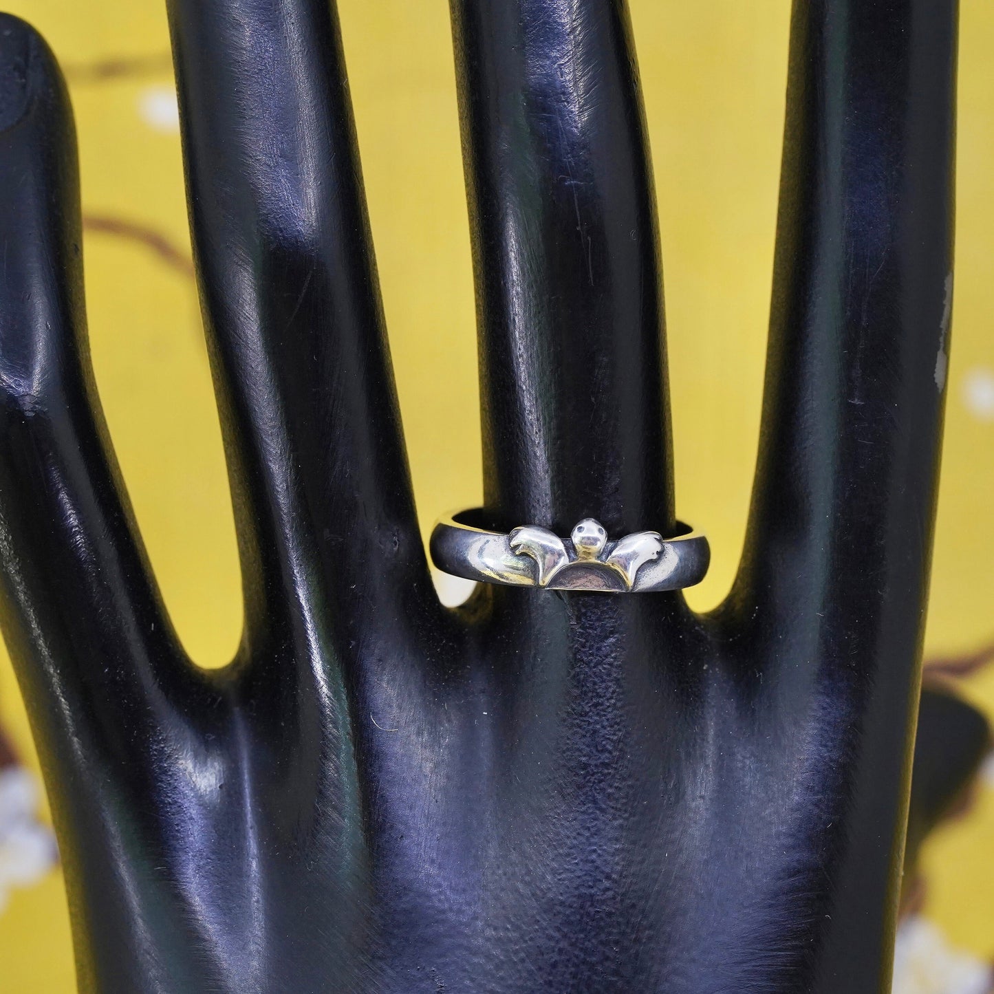 Size 8, Vintage Sterling silver handmade ring, 925 butterfly band
