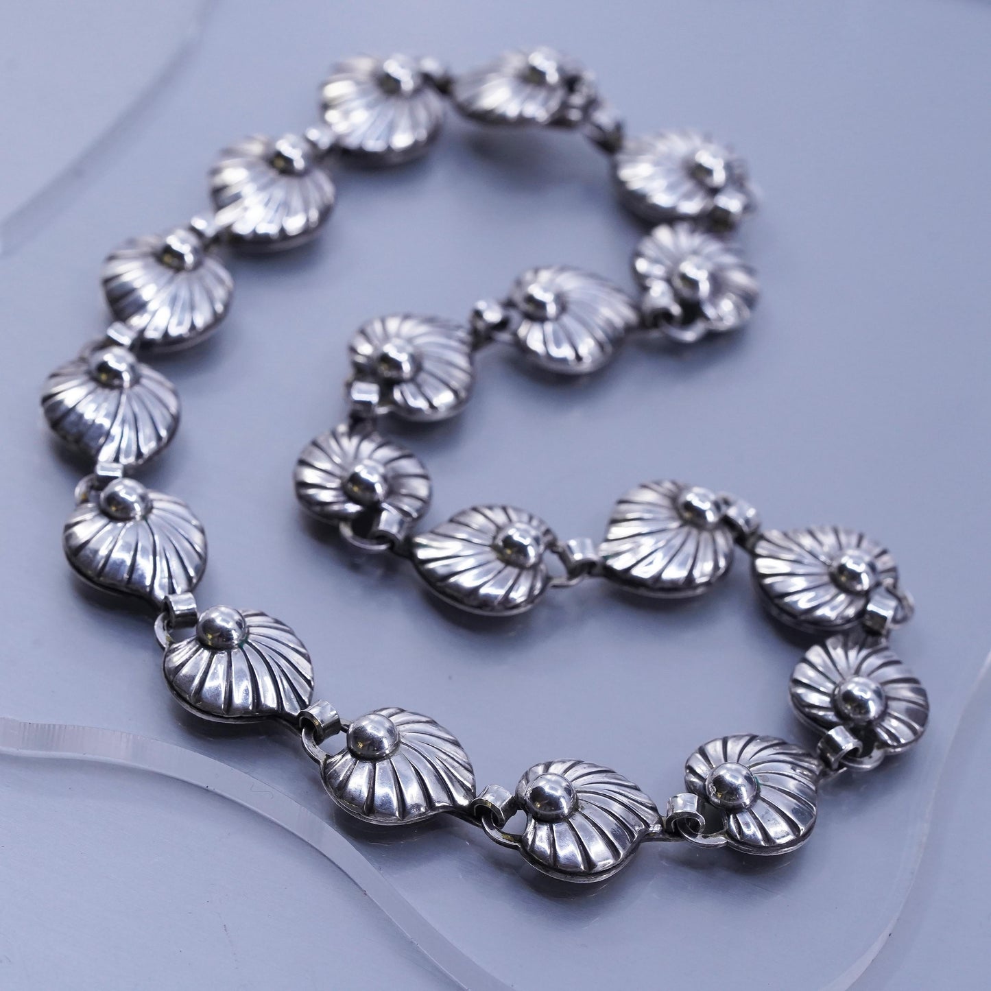 15”, Danish Hermann Siersbol Sterling silver necklace, 925 leafy choker collar