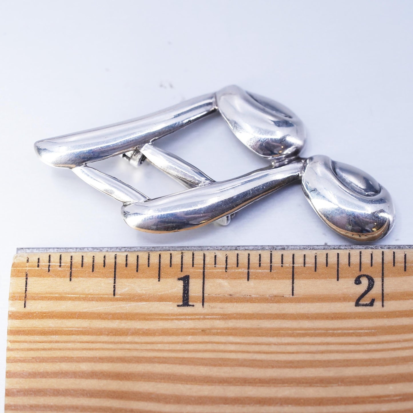 Vintage sterling silver handmade brooch, modern 925 music note symbol pin