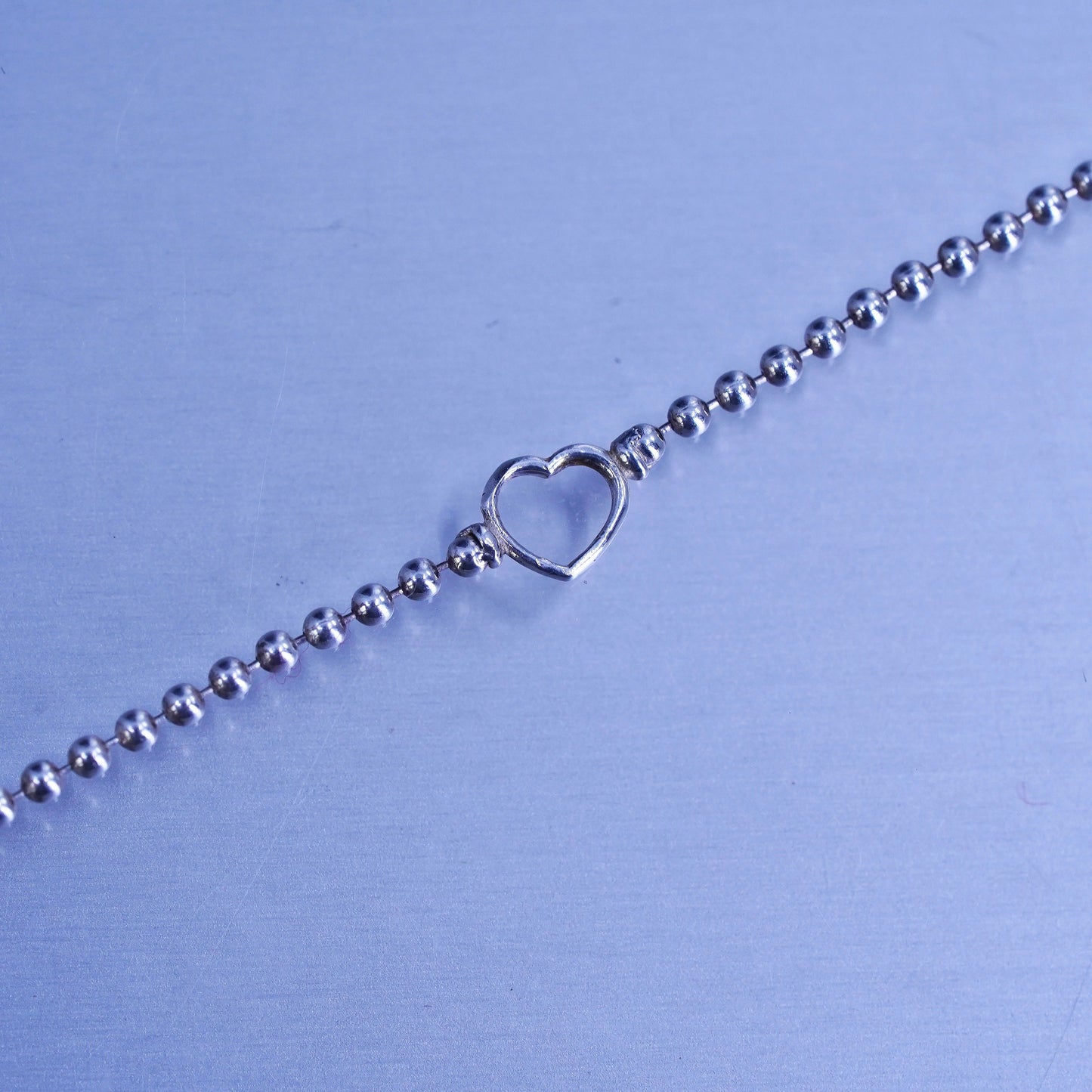 16+2” 1mm, vintage italy Sterling 925 silver bead chain necklace