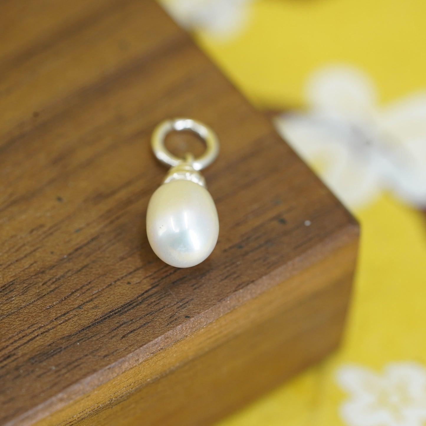 Vintage southwestern Sterling silver 925 handmade charm with pearl