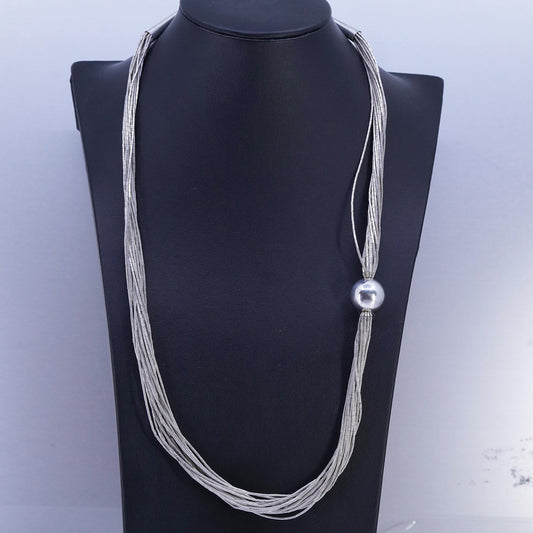 24", Native American Sterling 925 multi 16 strands liquid silver necklace