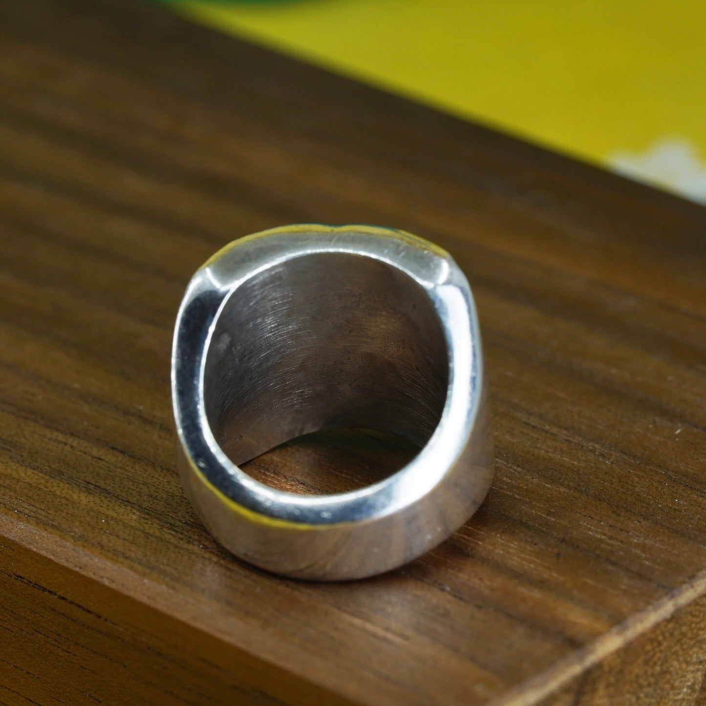 Size 5.25, vintage Sterling silver handmade ring, hammered 925 wide band