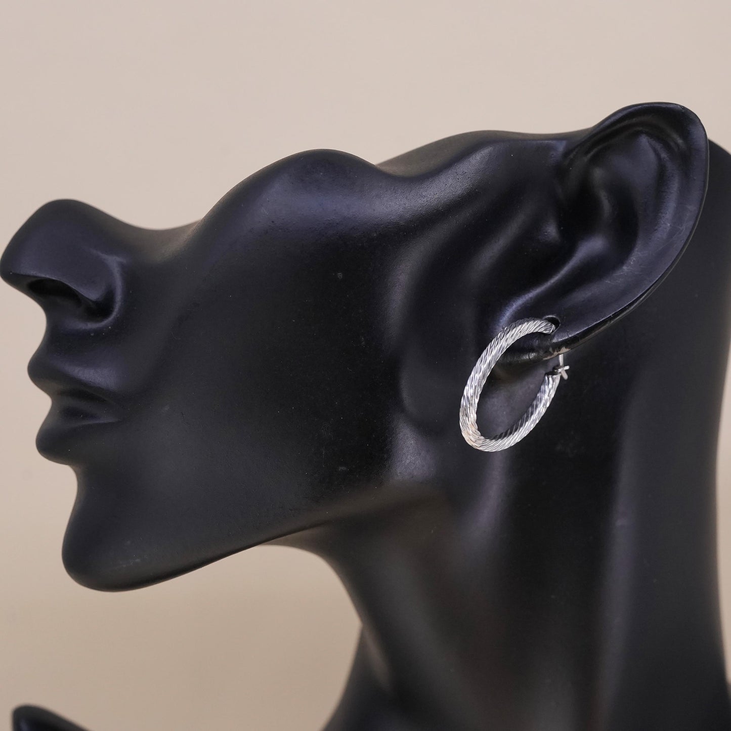 1.25”, Vintage sterling silver loop single earring, minimalist primitive hoop