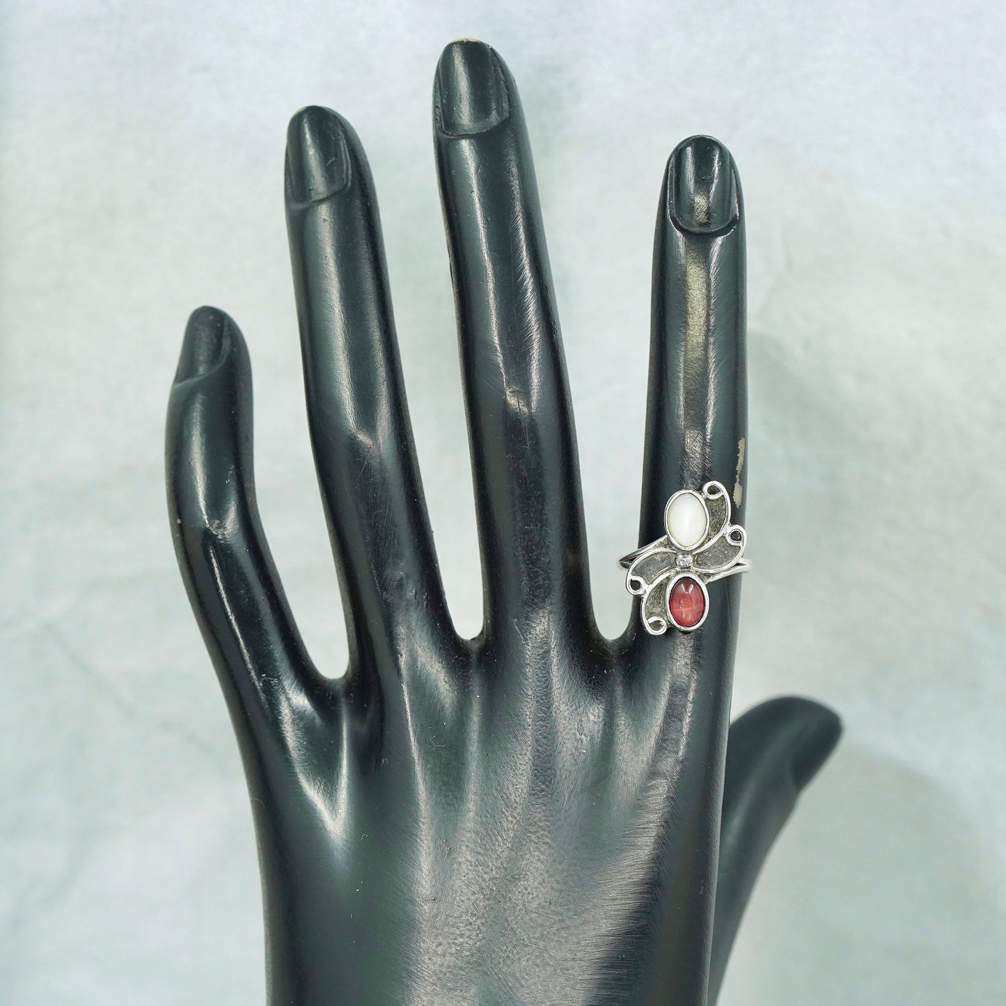 Size 5.5, southwestern Sterling 925 silver handmade ring with red tiger eye