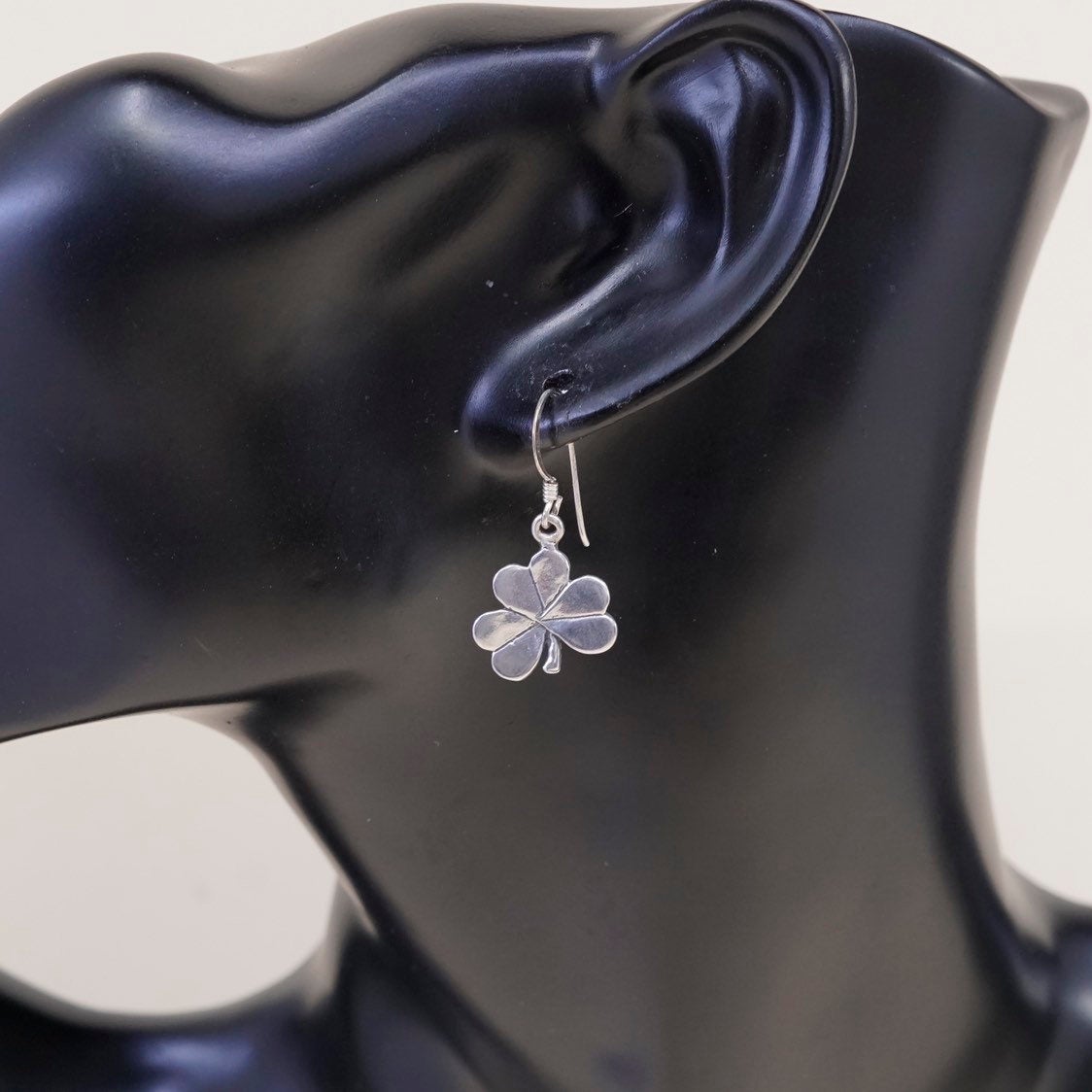 VTG sterling silver handmade earrings, 925 clover dangle