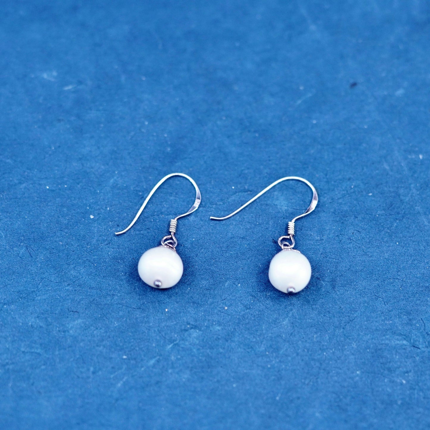 Vintage Sterling silver handmade earrings, 925 hooks with pearl