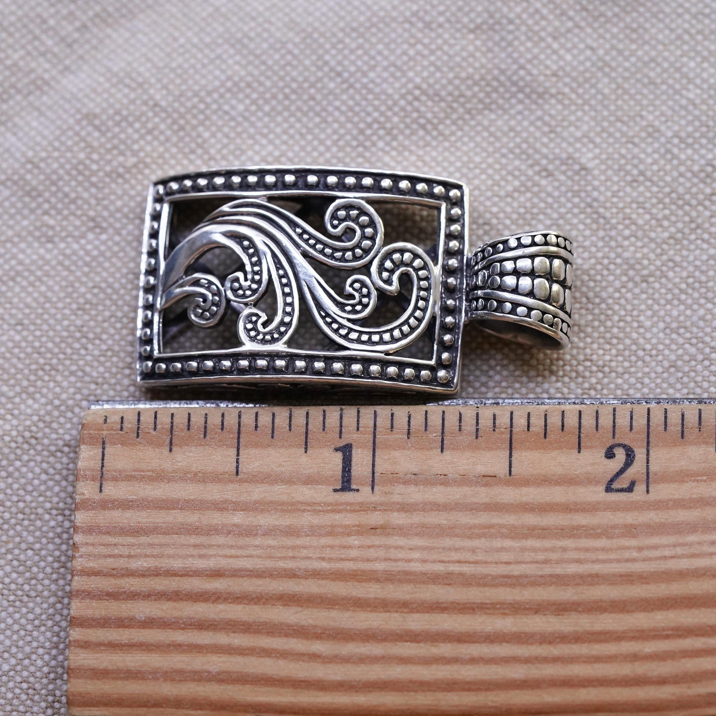 Vintage Sterling 925 silver handmade pendant, filigree diamond pendant