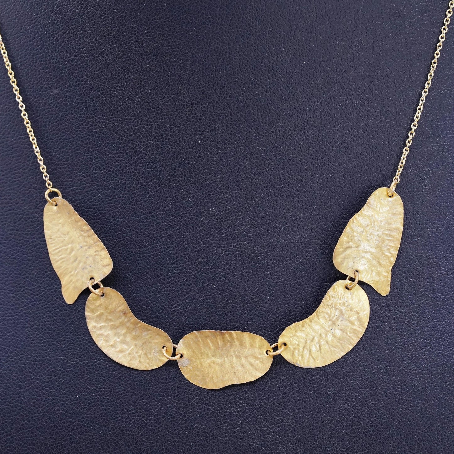 16" vermeil gold tone Sterling silver necklace, 925 circle chain discs pendant
