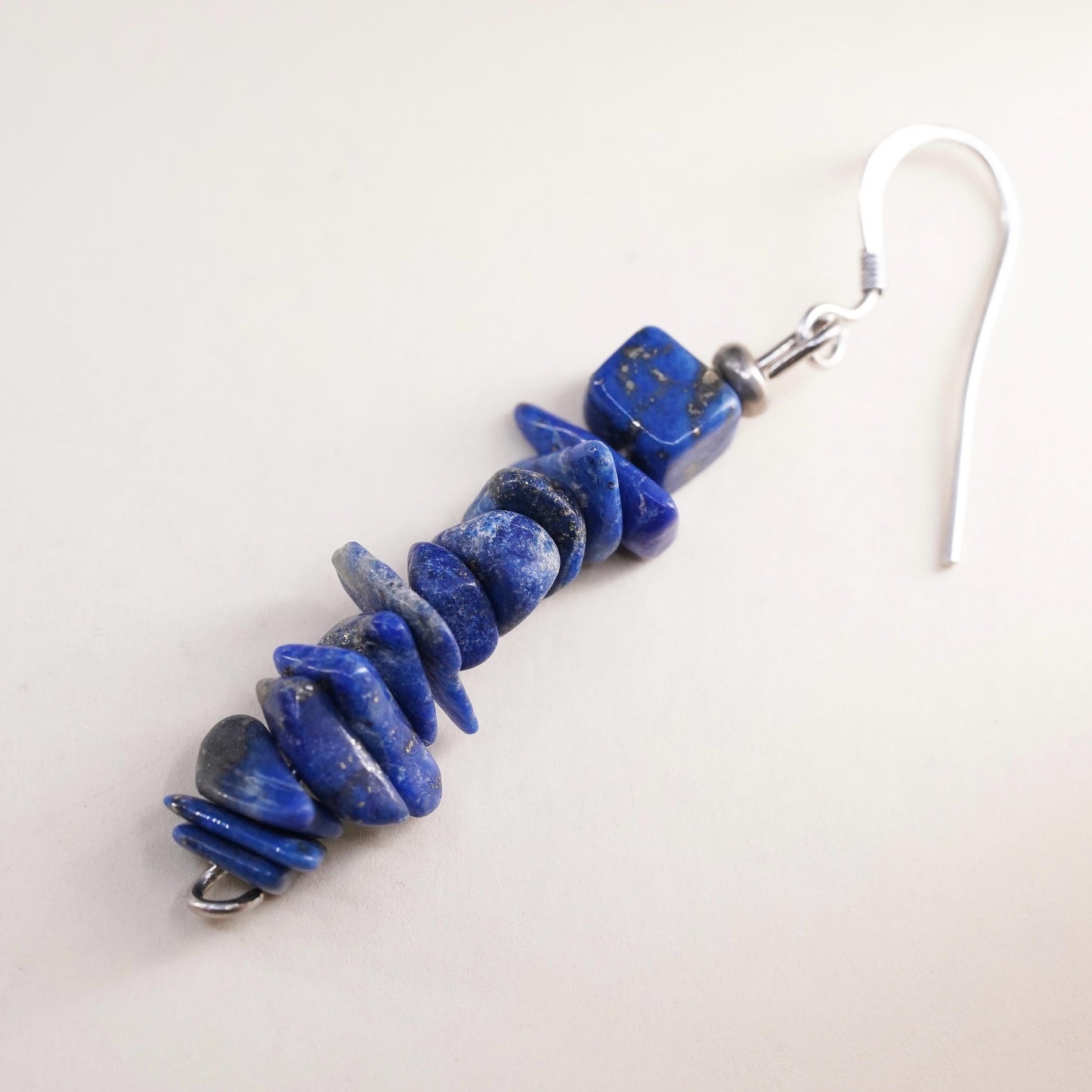 Southwestern sterling silver 925 handmade single earring W/ lapis lazuli beads