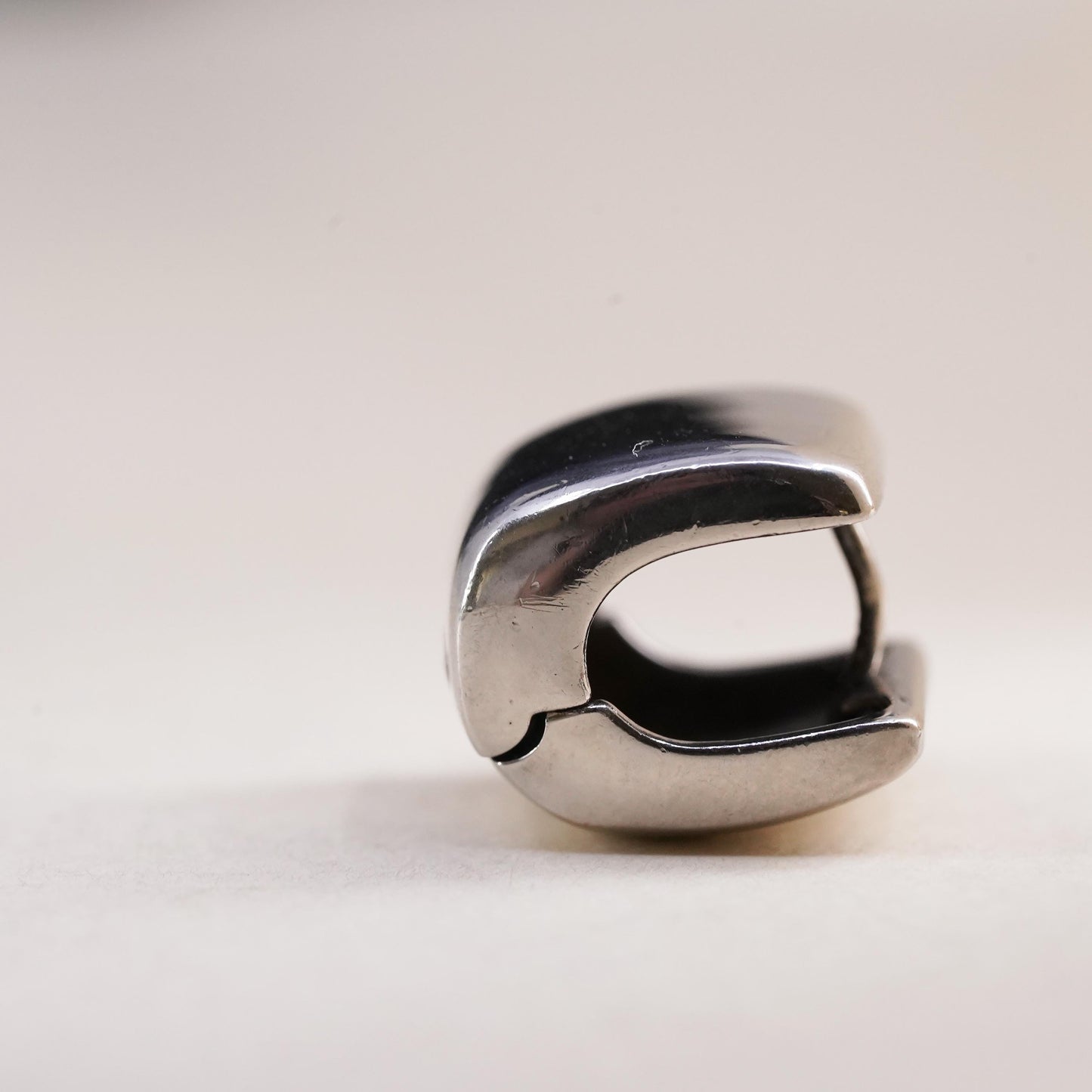0.5”, Vintage sterling silver single earring, 925 huggie hoop
