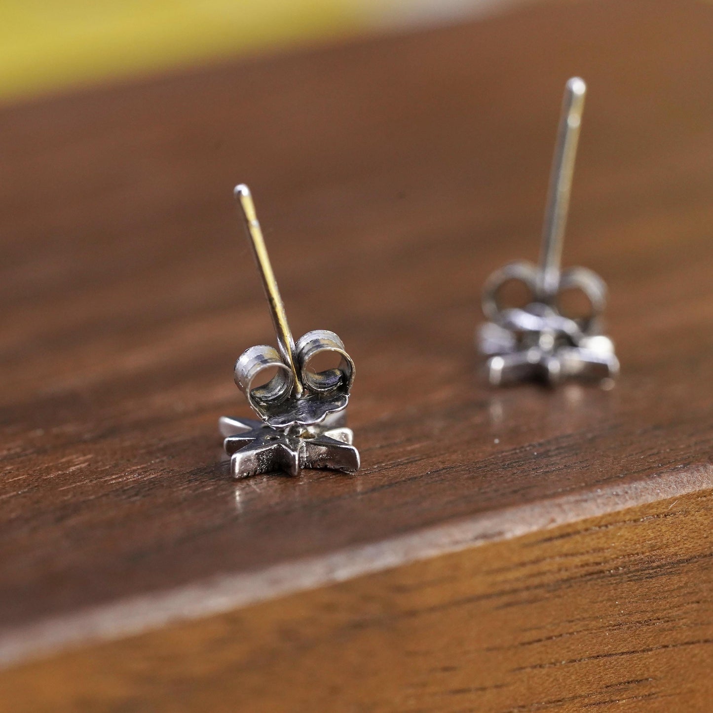 Vintage Sterling silver North Star studs, cz star earrings
