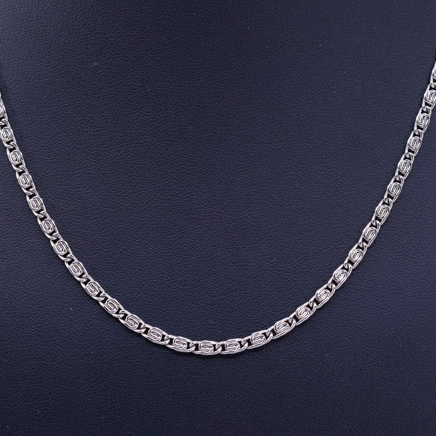 18” 3mm, vintage German Sterling 800 silver flatten curb chain necklace