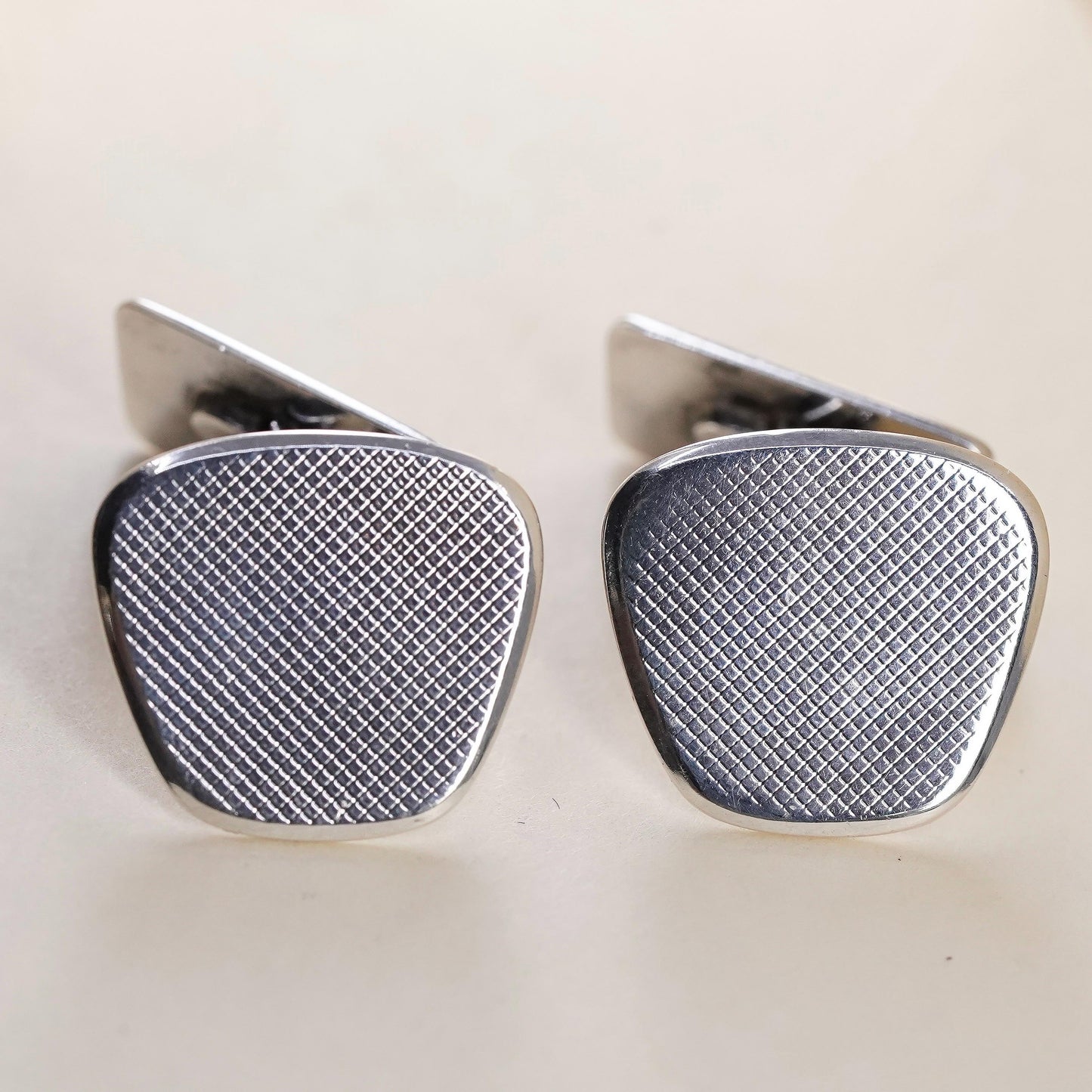 Vintage sterling 800 silver textured cuff links, handmade 925 cufflinks