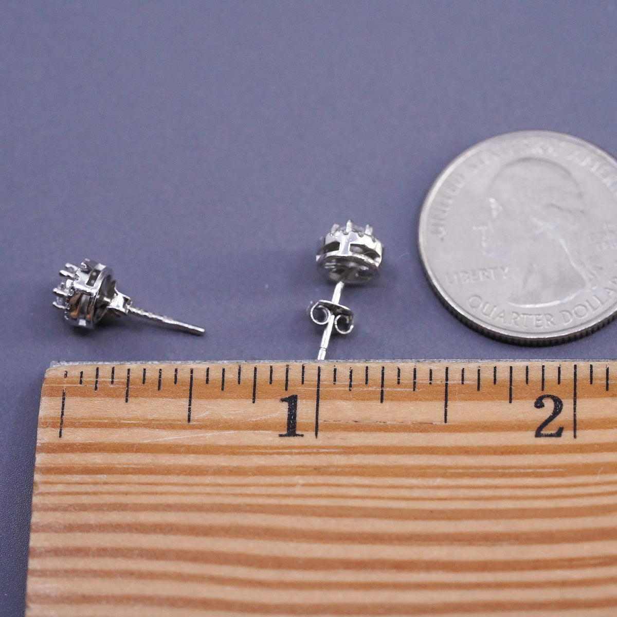 7mm, Sterling silver handmade earrings, 925 cz cluster studs