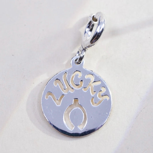 Vintage sterling silver 925 charm pendant, lucky wishbone openwork cutout charm
