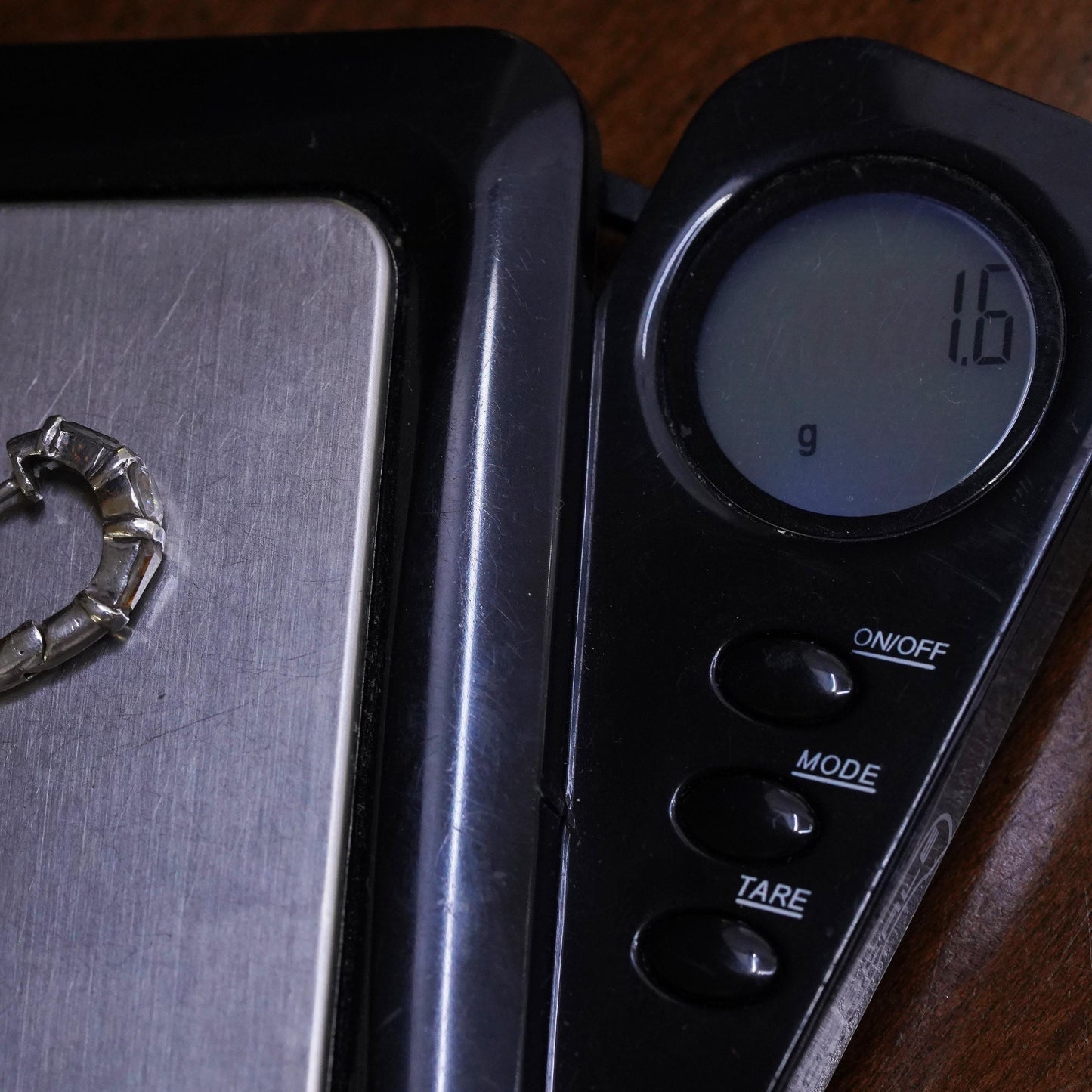 0.5", Vintage sterling silver loop single earring, minimalist hoop with cz