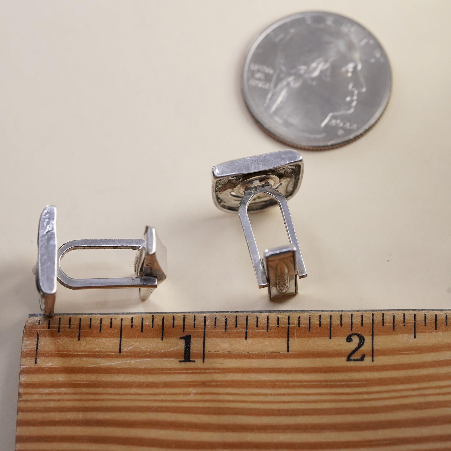 VTG southwestern sterling silver cuff links, 925 drama comedy faces cufflinks