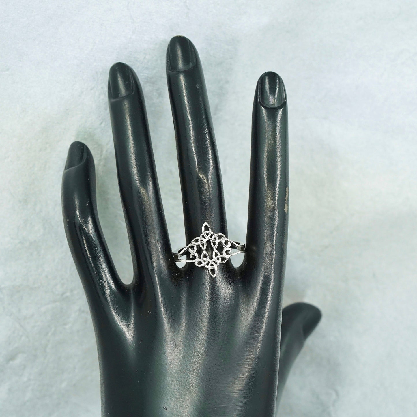 Size 9, vintage Sterling 925 silver handmade filigree ring
