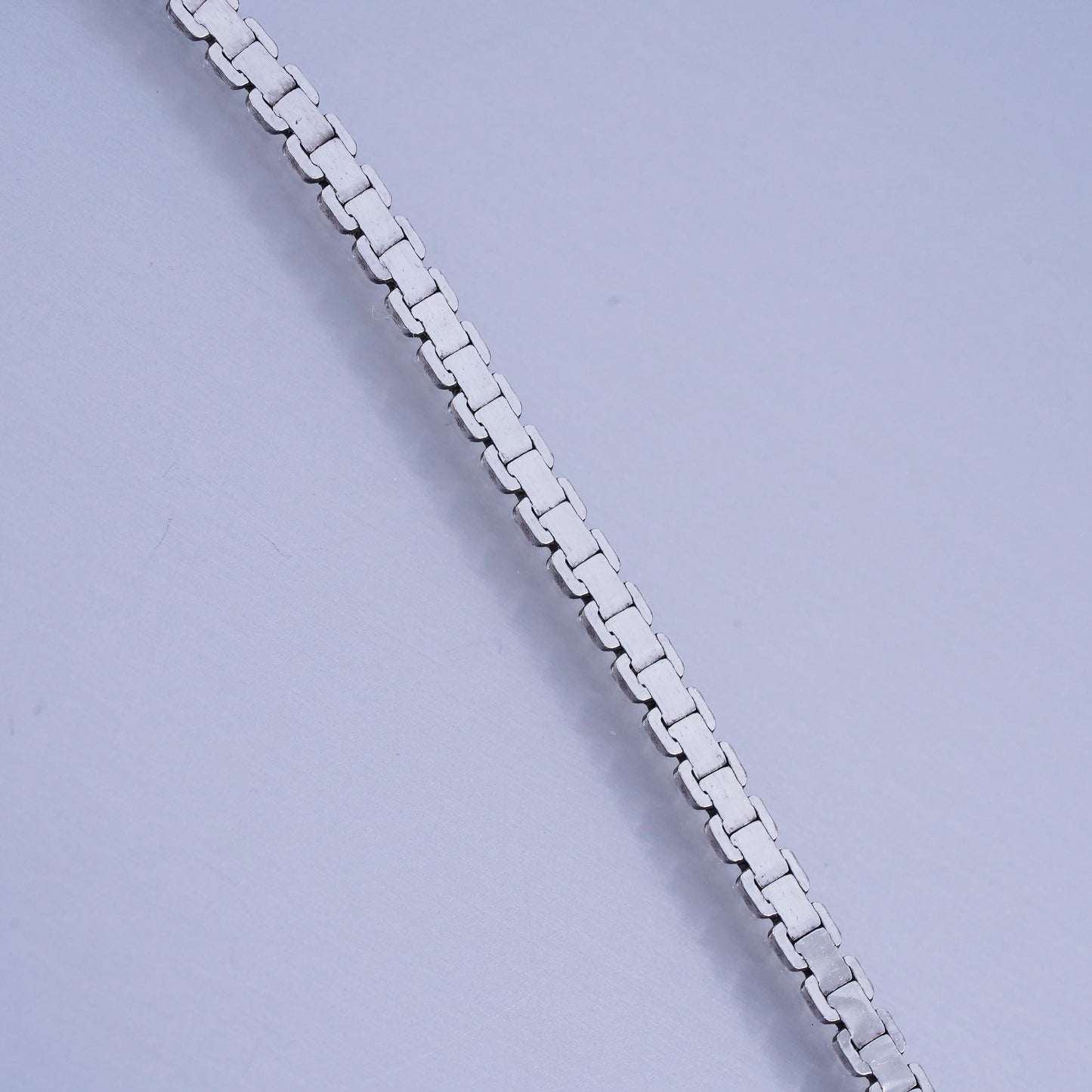 24” 3mm, vintage Sterling 925 silver flatten nugget chain necklace