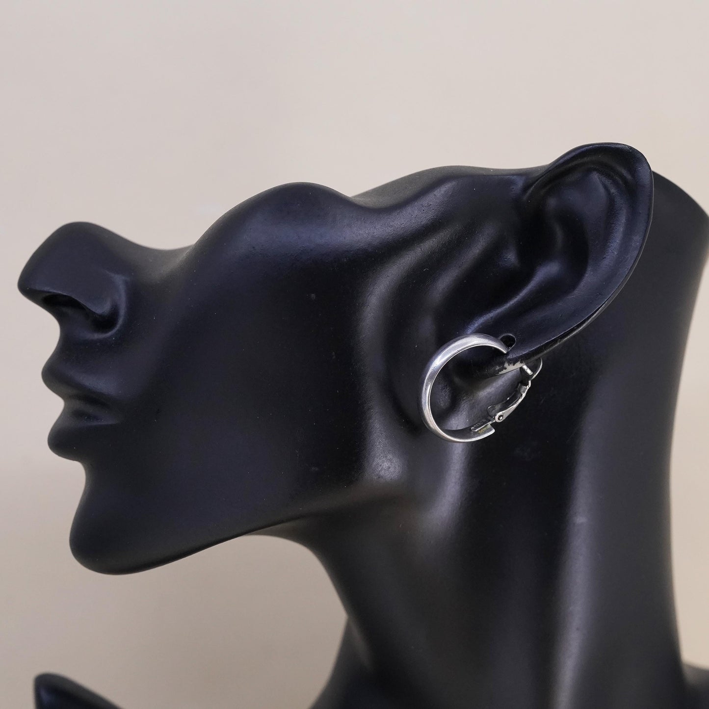 1" Vintage sterling silver bold loop earrings, primitive hoops