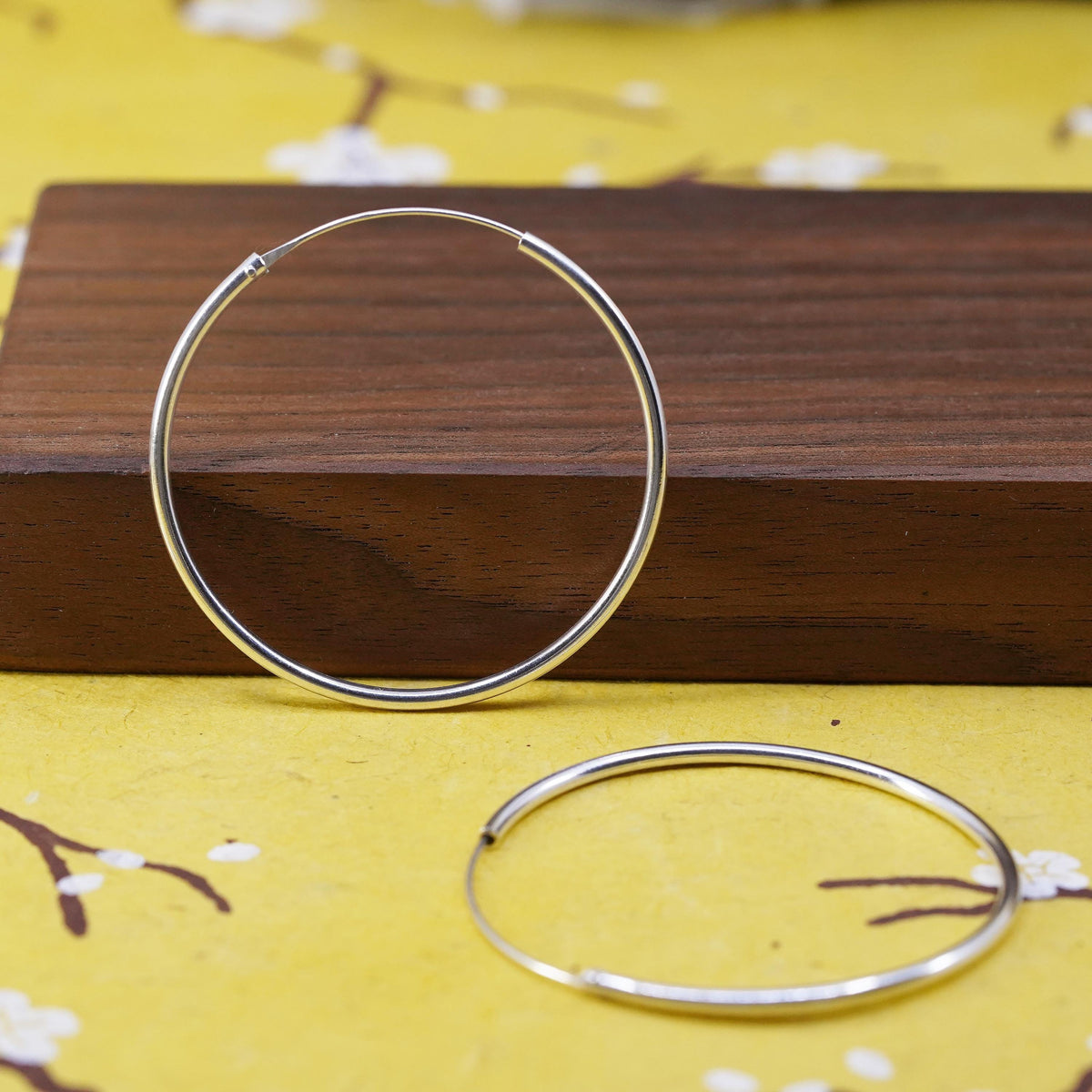 1.75", vintage Sterling silver handmade earrings, 925 silver hoops