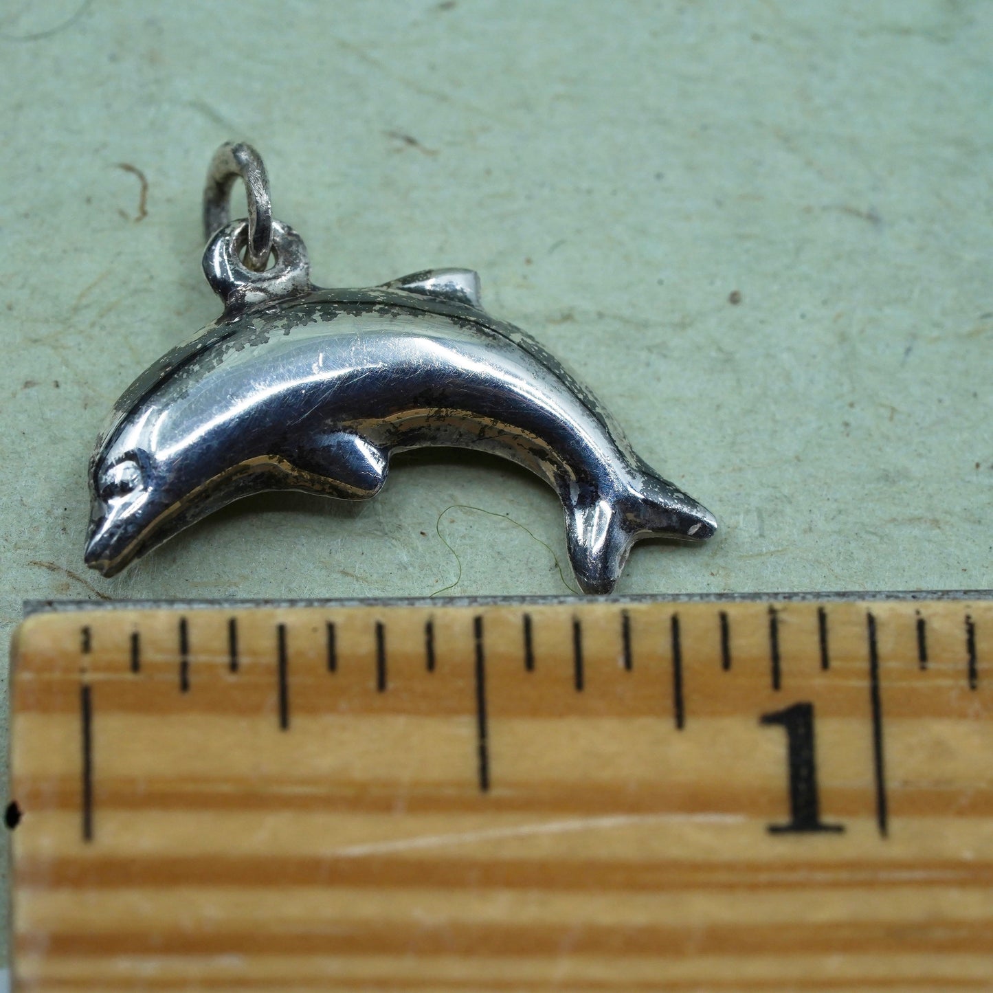 Vintage sterling silver dolphin pendant, 925 charm