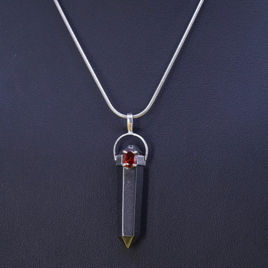 16", Sterling silver necklace, 925 snake chain healing Crystal hematite pendant