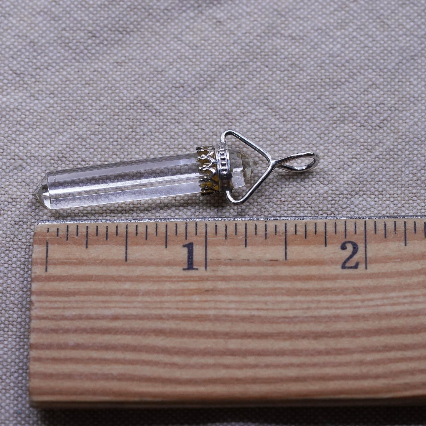Vintage sterling 925 silver handmade healing crystal pendant