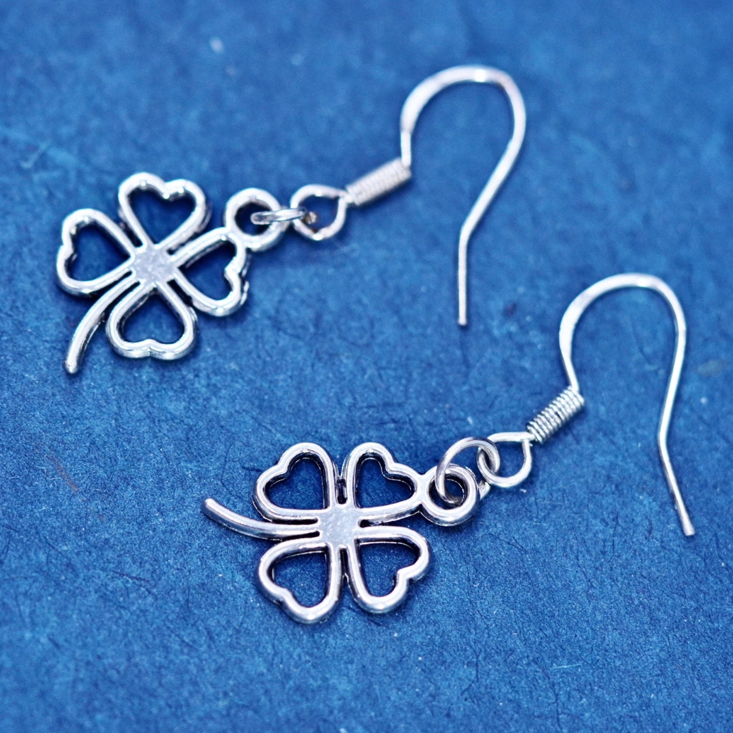 Vintage Sterling silver handmade earrings, Irish 925 lucky clover