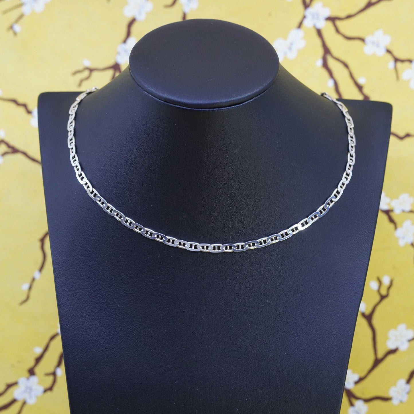 30” 4mm, vintage Sterling silver anchor chain, Italy 925 necklace