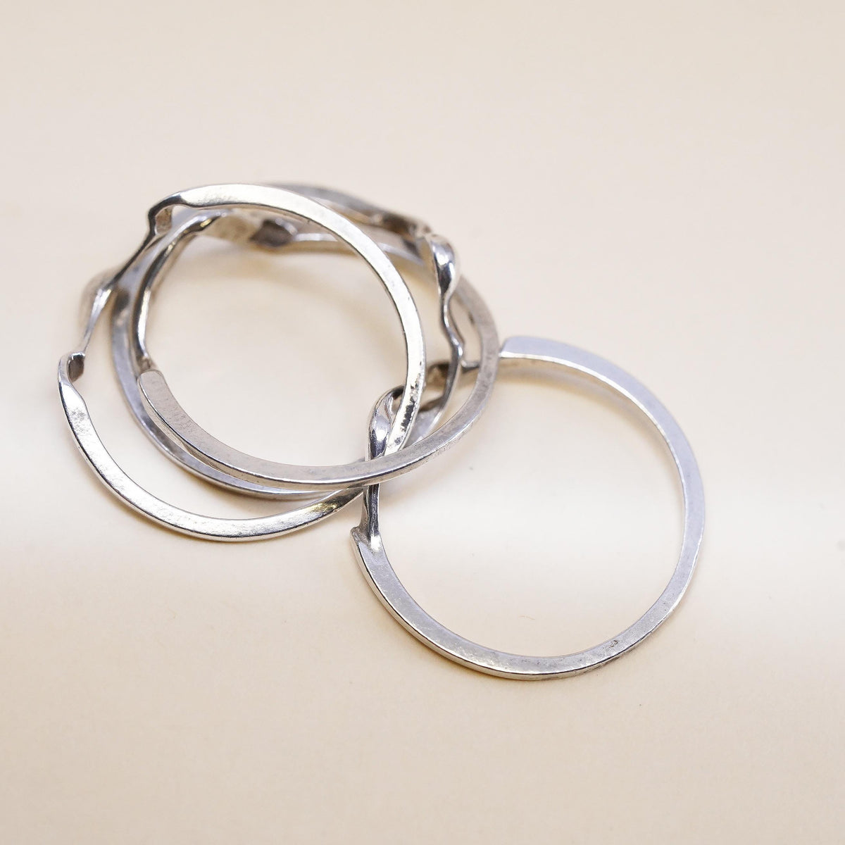 size 6, southwestern sterling silver 925 cable puzzle ring, multi strands band