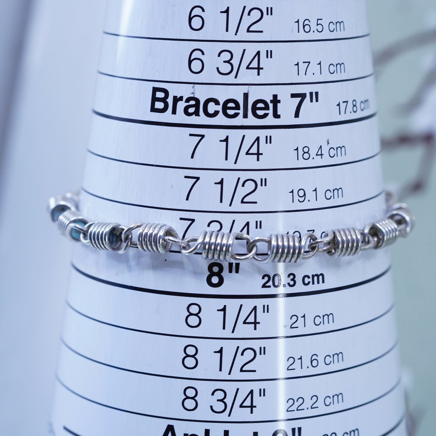 7.75” 6mm, Vintage sterling silver handmade bracelet, 925 spiral tube chain