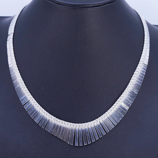 16", Italian Sterling 925 Silver Graduated Cleopatra Fringe Collar Necklace