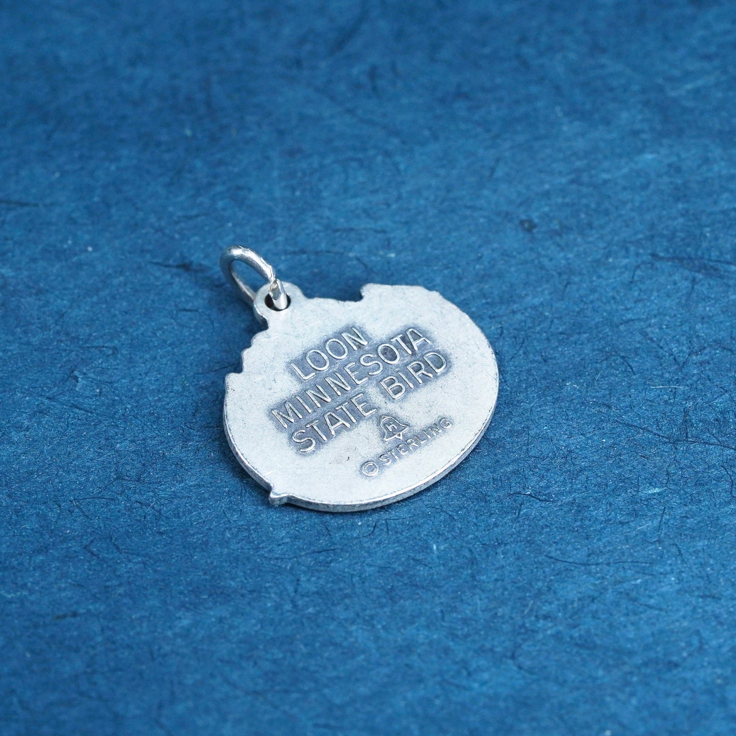 sterling silver handmade pendant, 925 loon minnesota state bird tag charm
