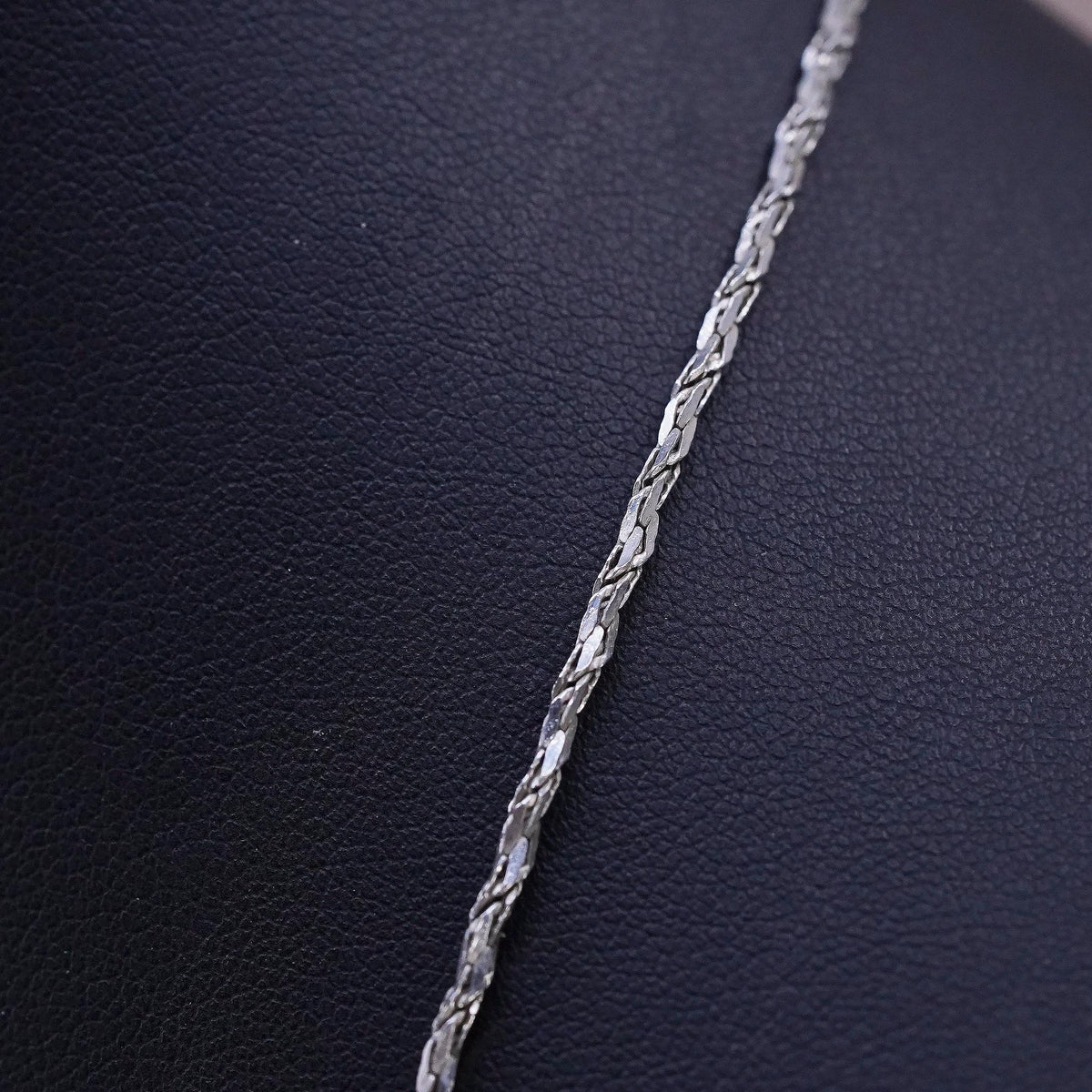 18" 2mm, Vintage Italian Sterling silver handmade necklace, twisted 925 nugget chain