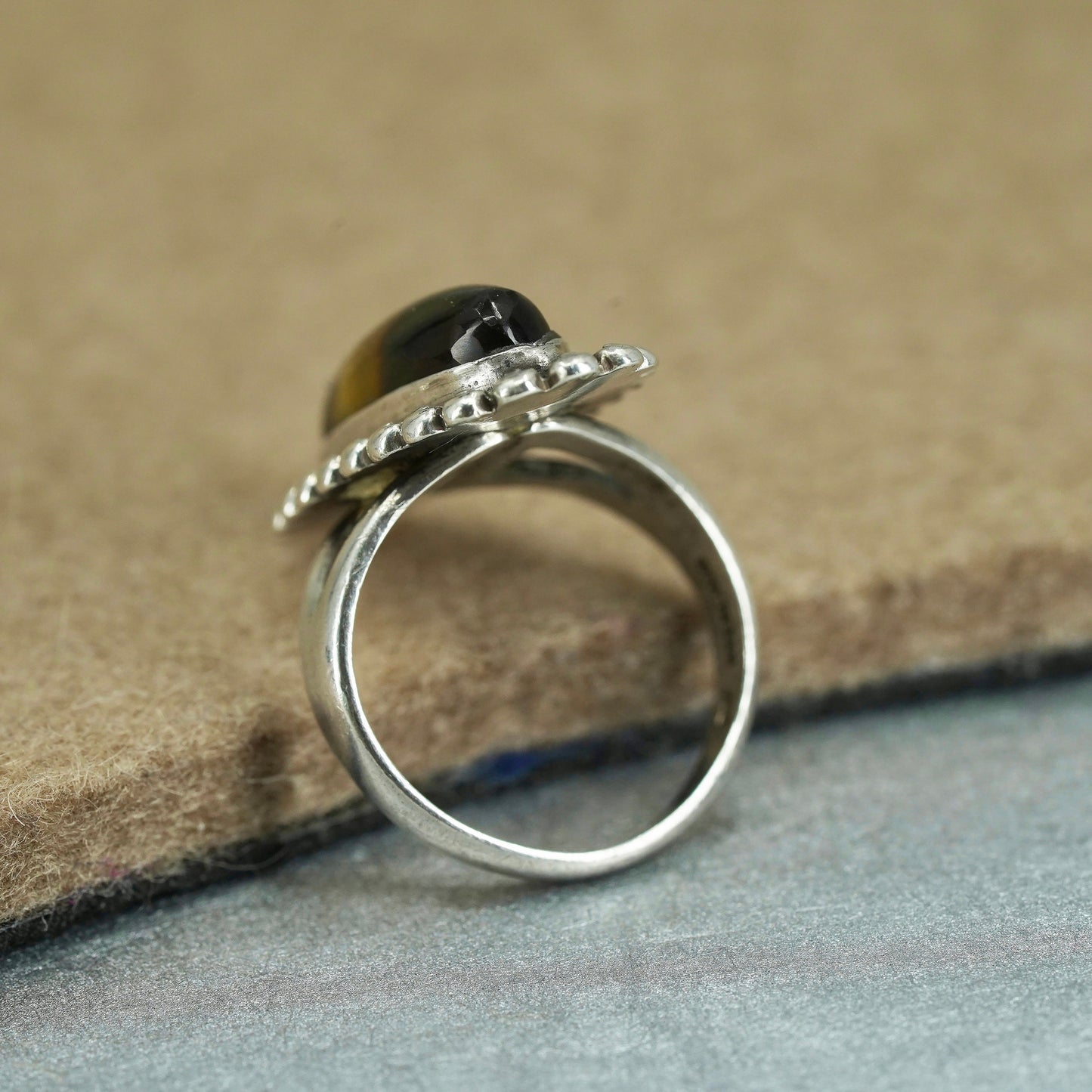 Size 5, Native American Bell Trading Sterling 925 silver ring golden tiger eye