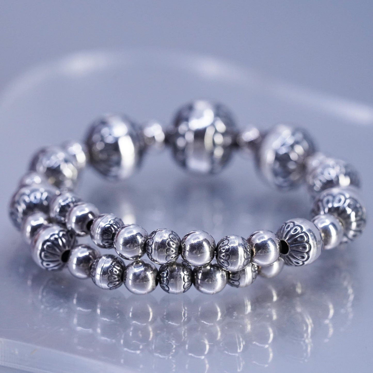 5.5”, Carolyn Pollack Relios Sterling Silver 925 Desert Pearl bead Bracelet