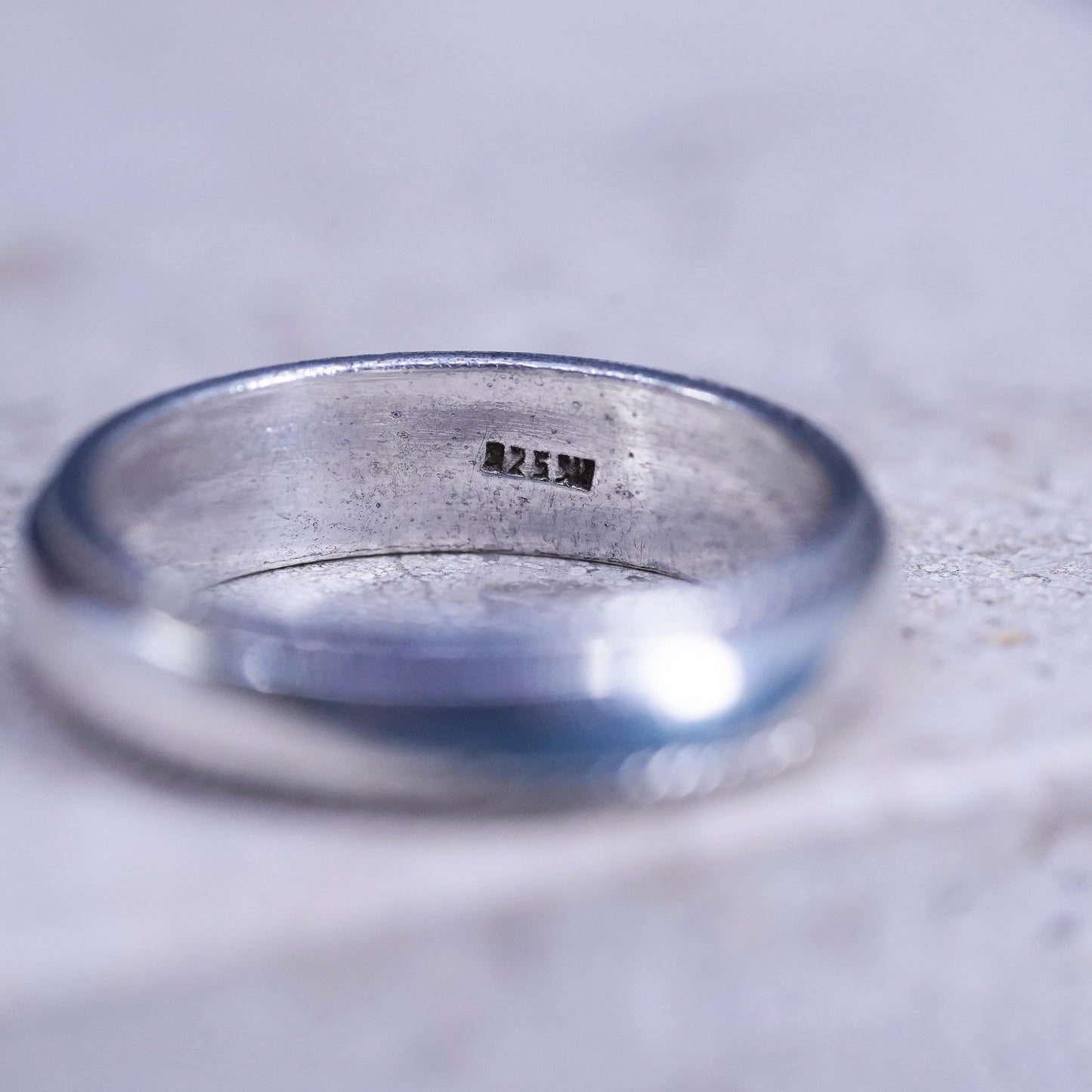 Size 7, vintage Sterling silver handmade ring, 925 wedding band