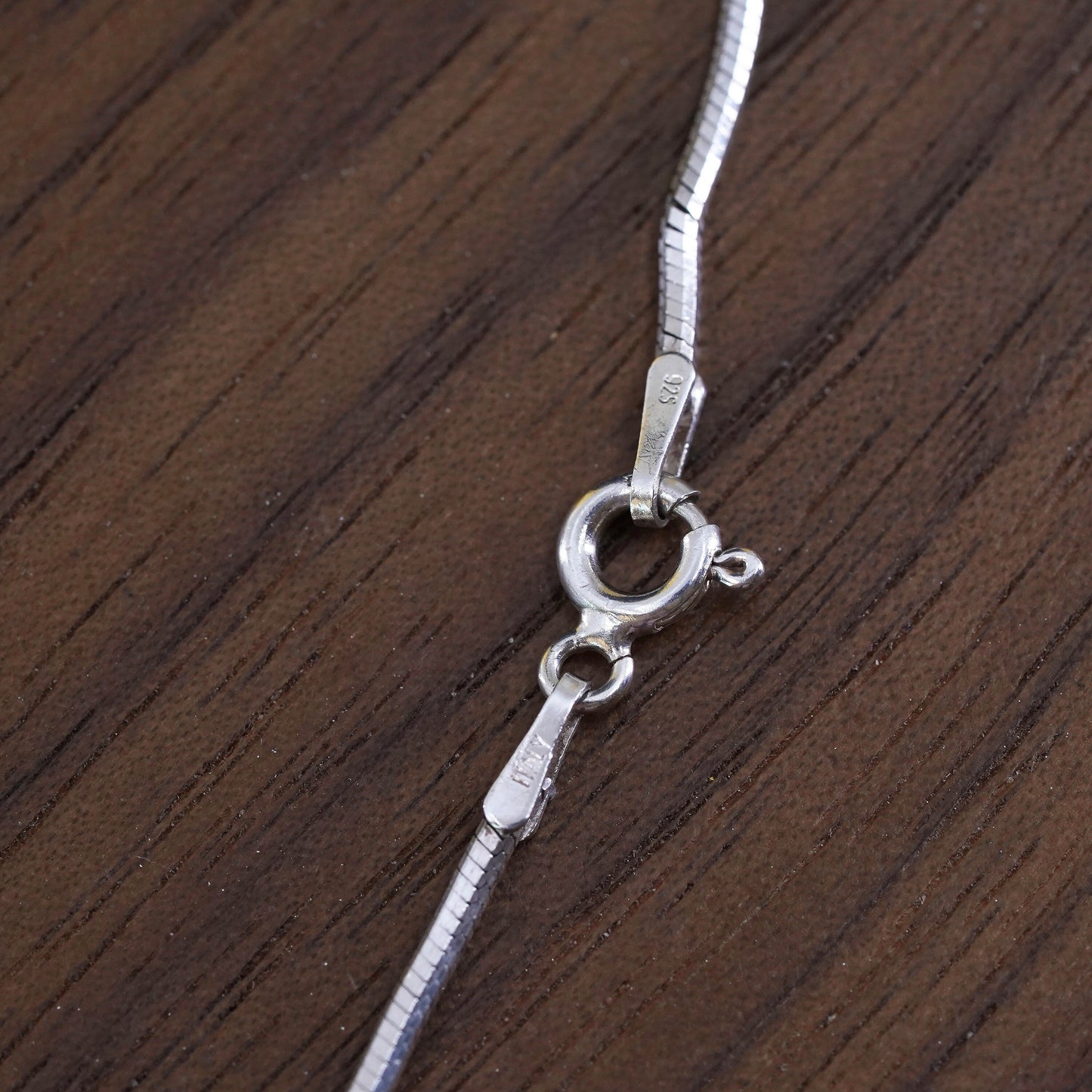 18", 1mm, vintage Sterling silver necklace, Italy 925 square snake chain