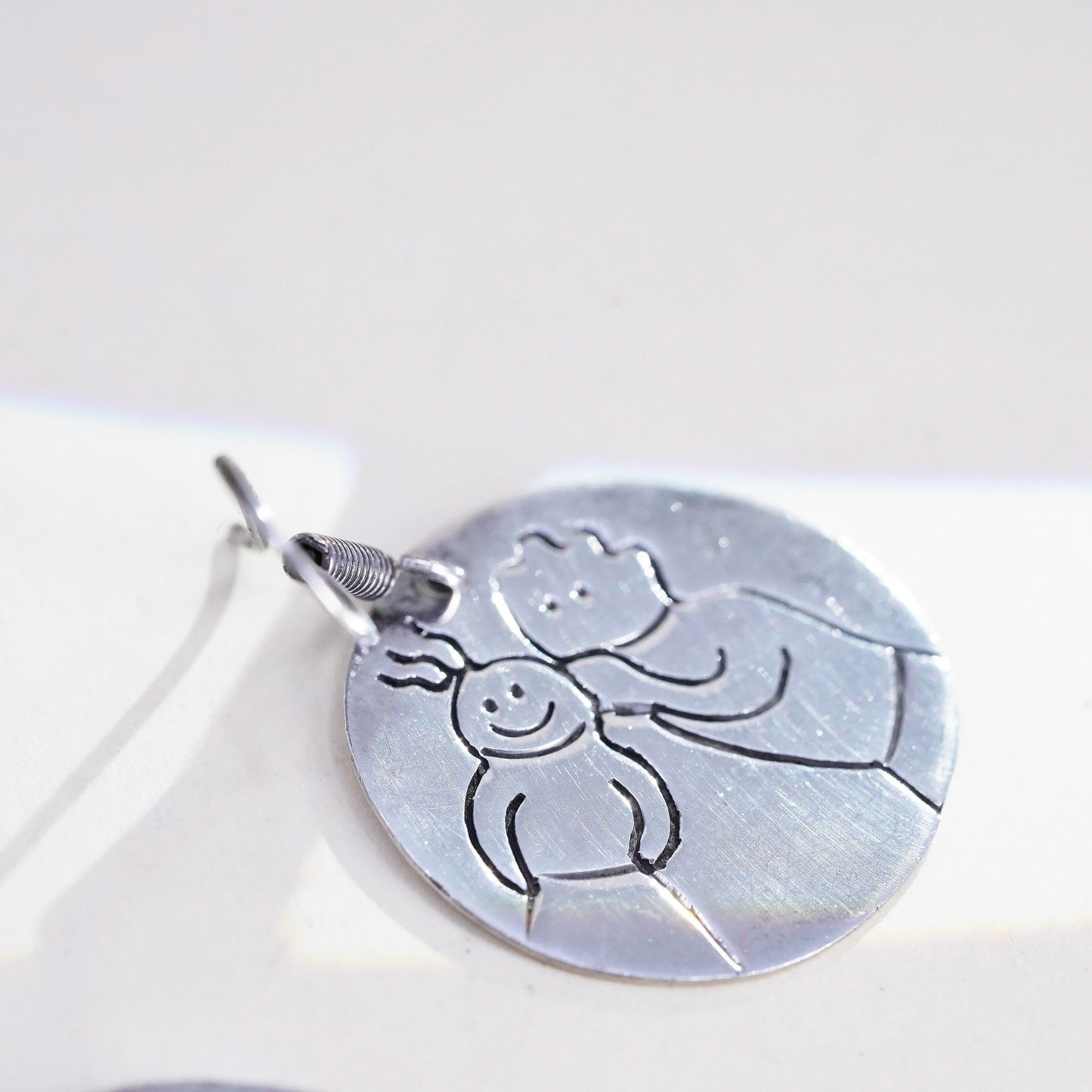 VTG Mexican sterling silver handmade earrings, love friendship 925 tag dangles